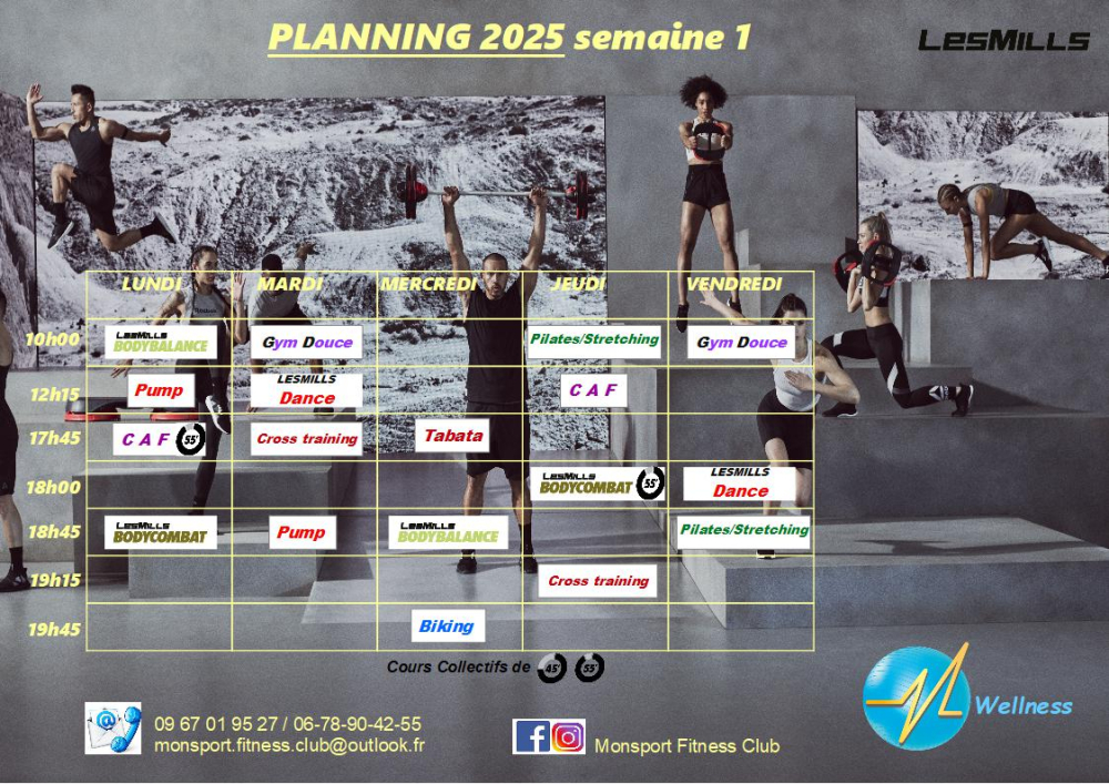 Planning avec tableau semaine 1