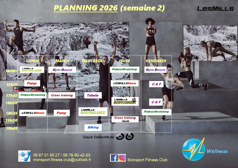Planning 2025 Semaine 2 avec gym douce